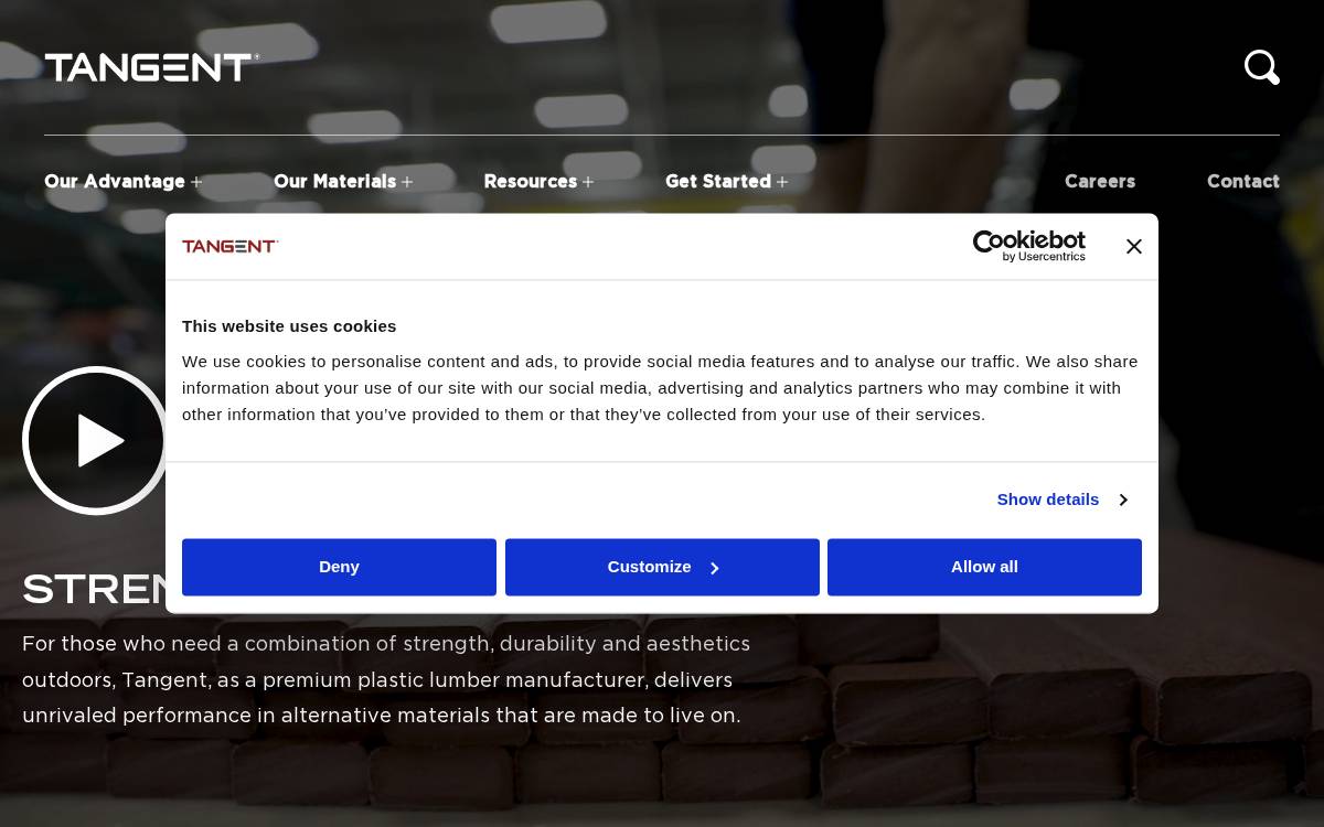 Tangent Materials website preview