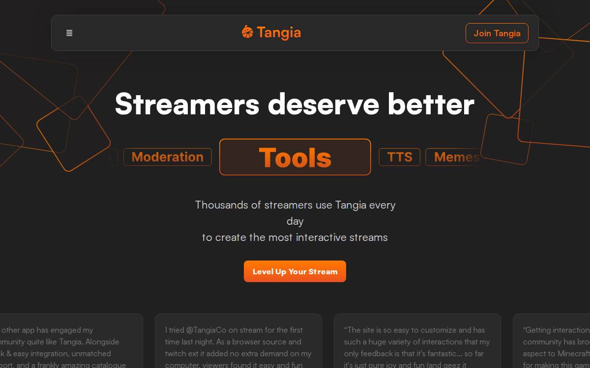 Tangia website preview