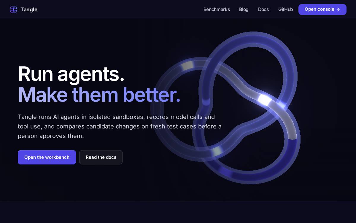 Tangle website preview