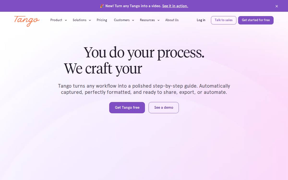Tango website preview