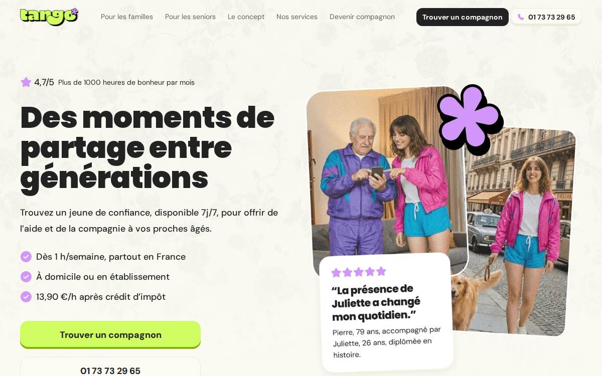 Tango website preview