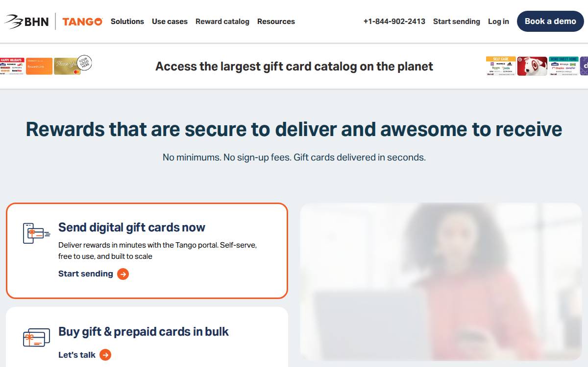 Tango Card website preview