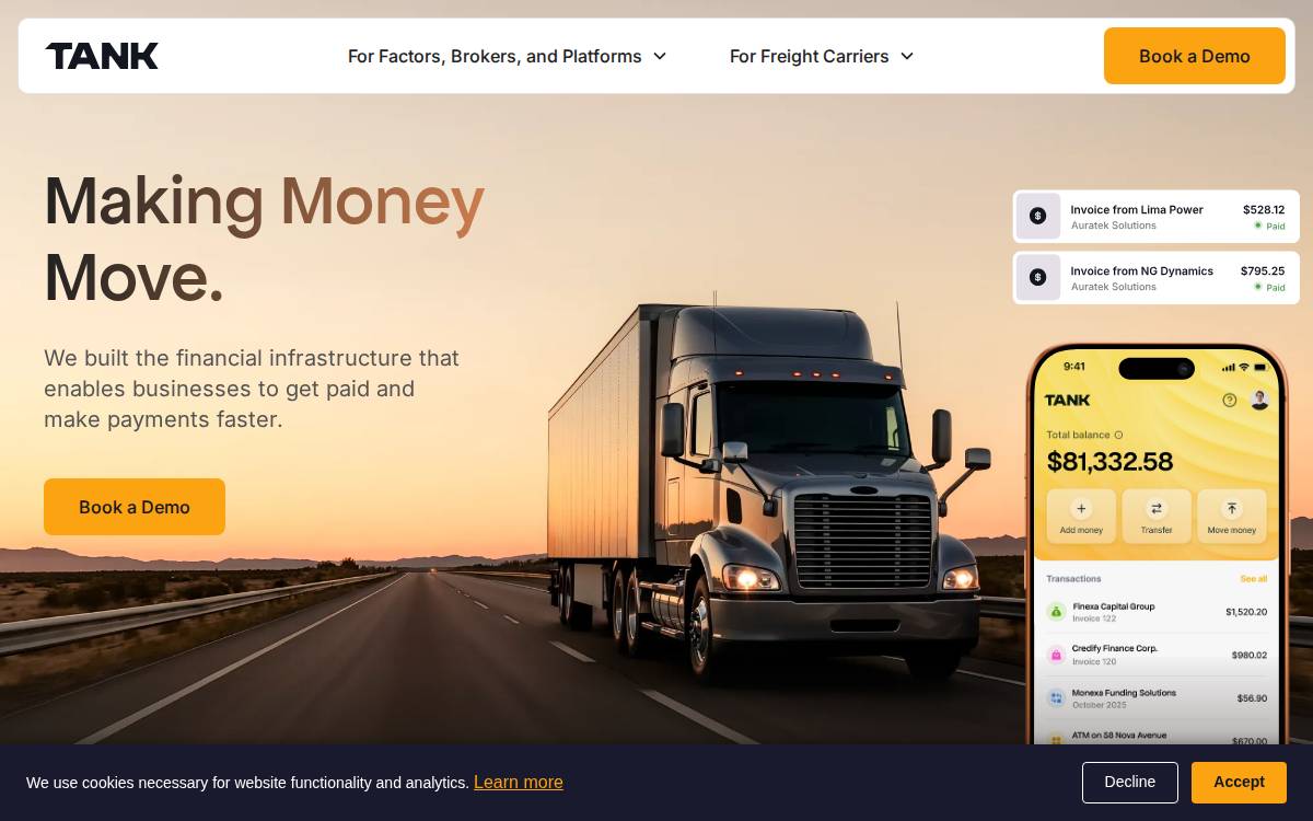 Tank Payments website preview