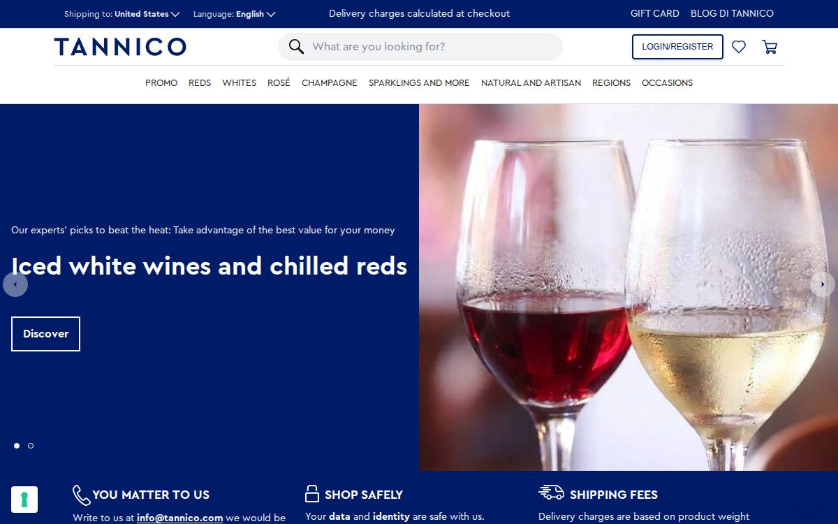 Tannico website preview