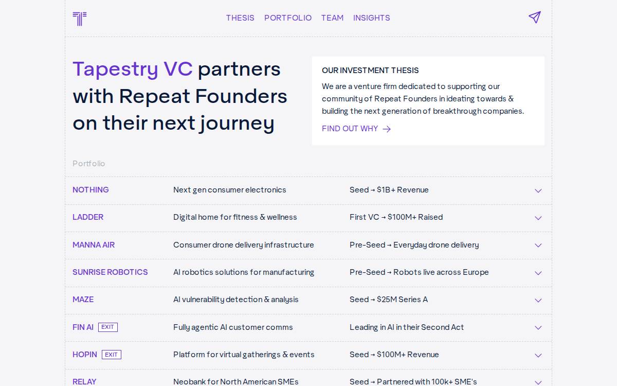 Tapestry website preview
