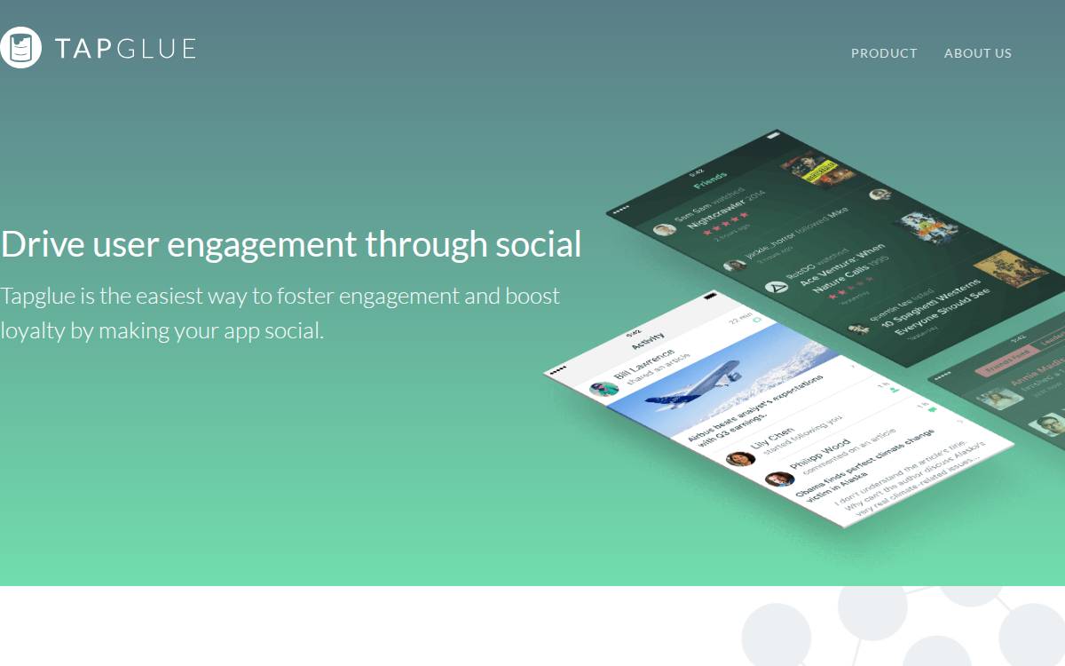 Tapglue website preview
