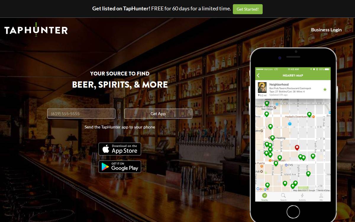 TapHunter website preview