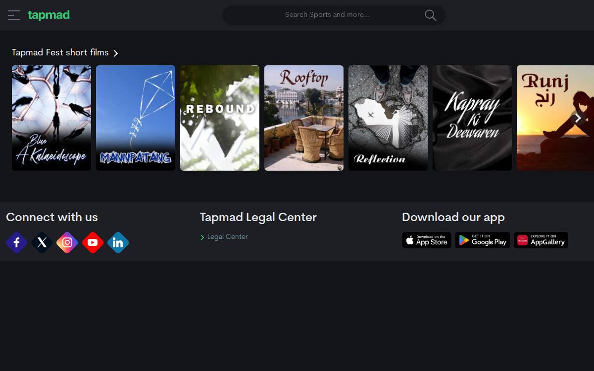 Tapmad website preview