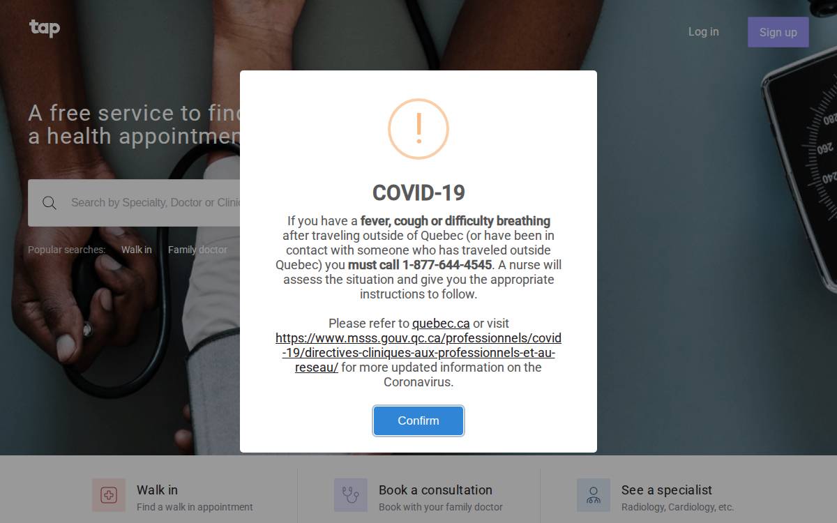 Tap Medical website preview