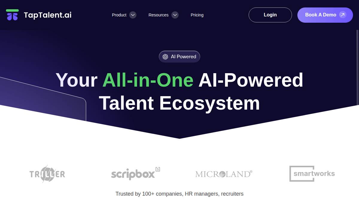 TapTalent website preview