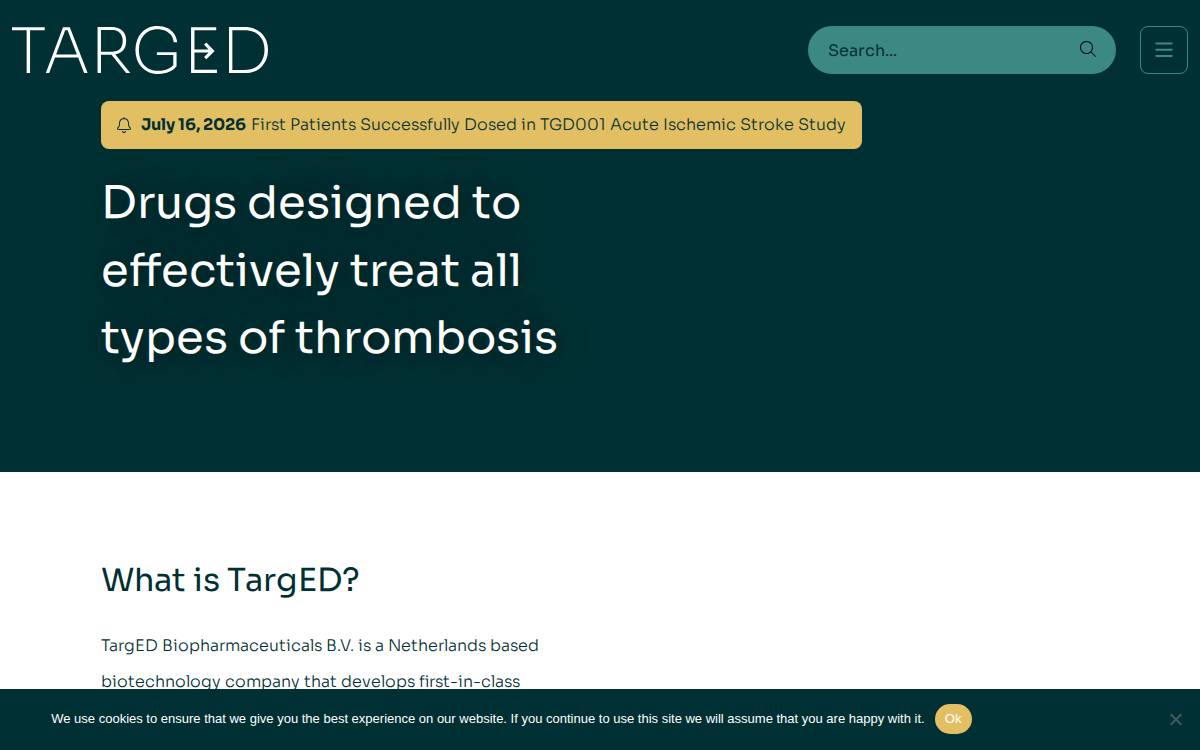 TargED Biopharmaceuticals website preview