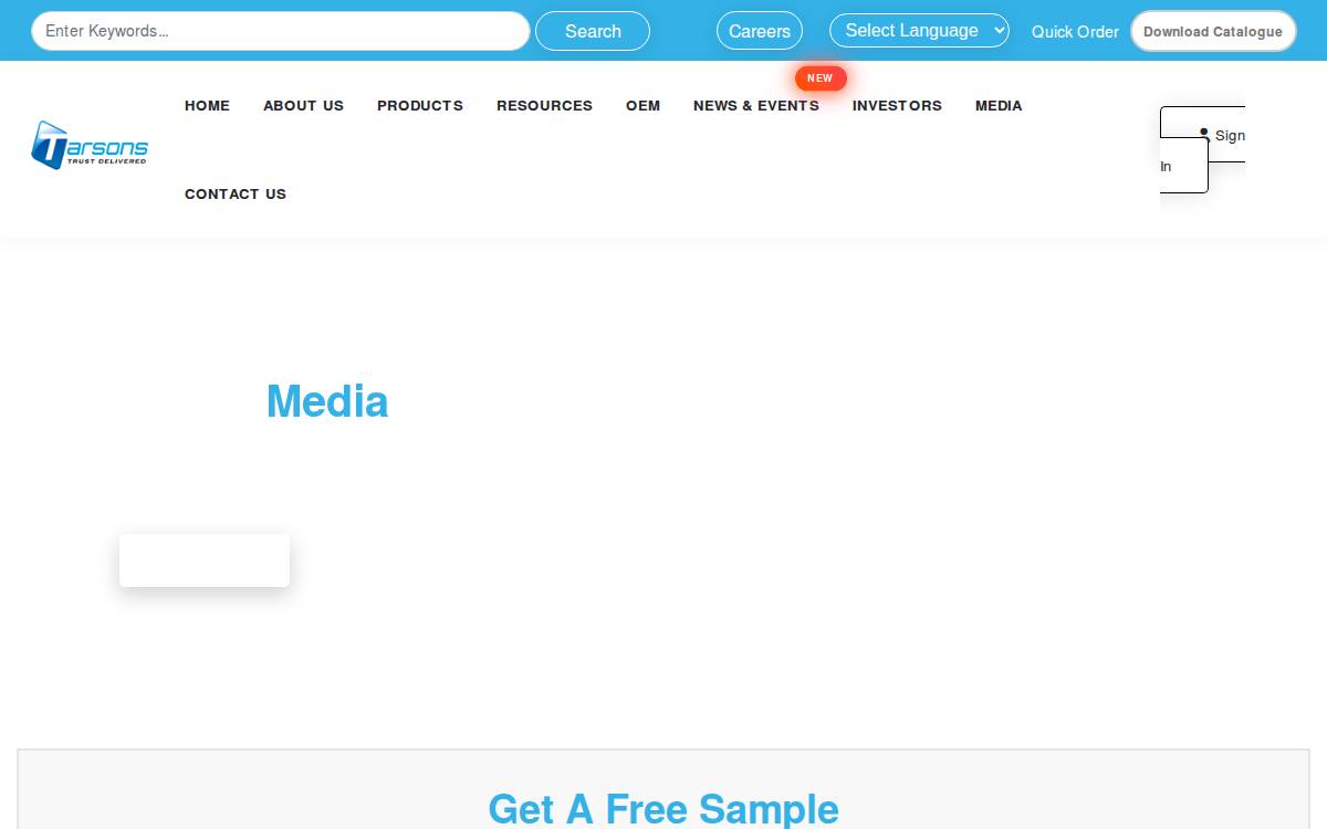 Tarsons website preview