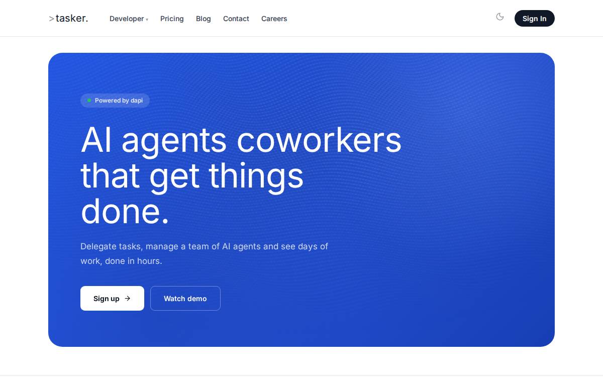 Tasker AI website preview