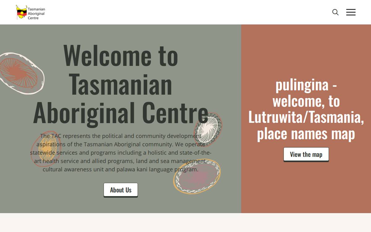 Tasmanian Aboriginal Centre website preview