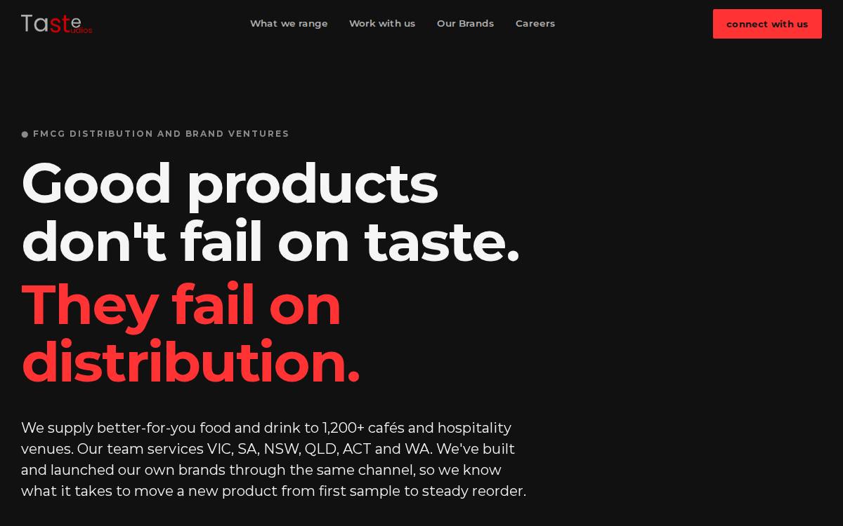 taste studios website preview