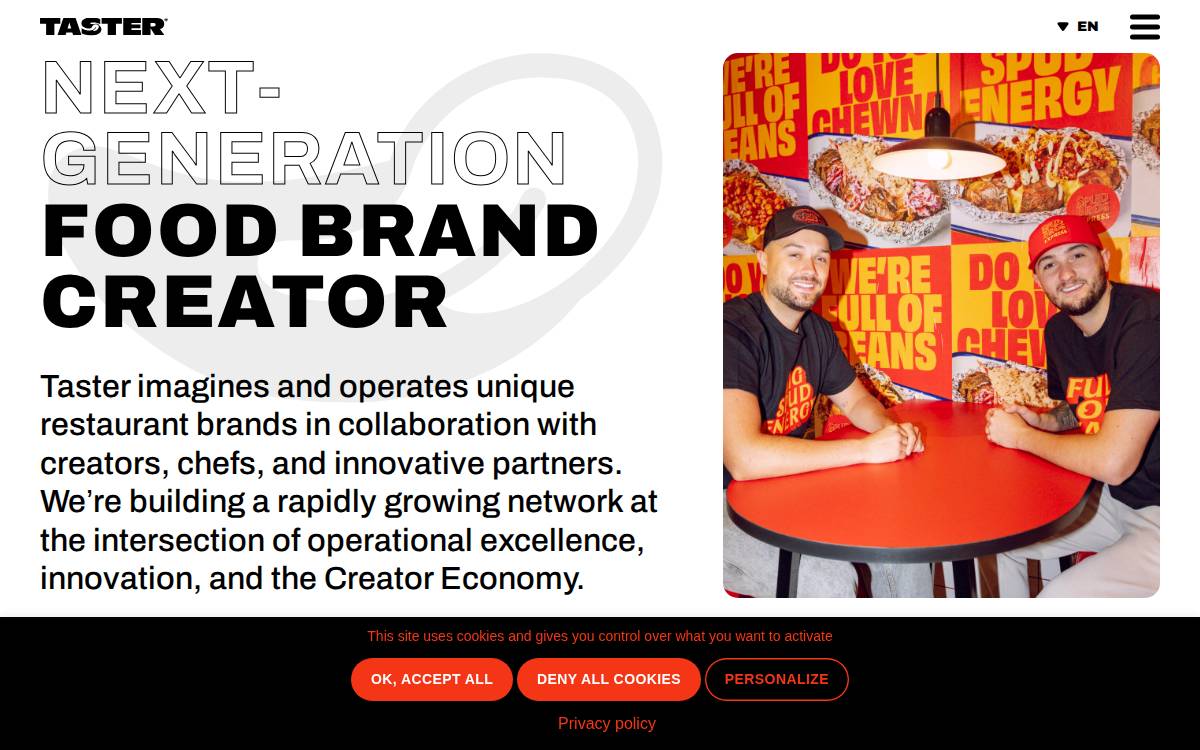 Taster website preview