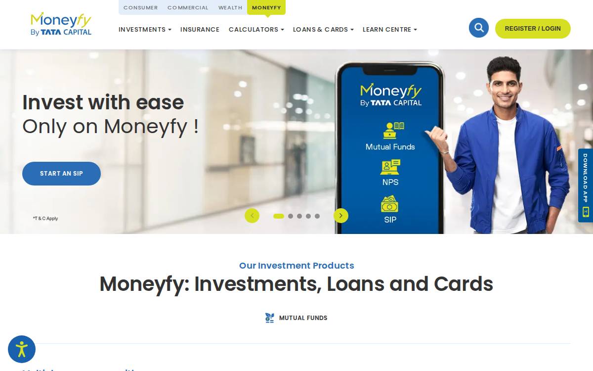 Tata Capital Moneyfy website preview