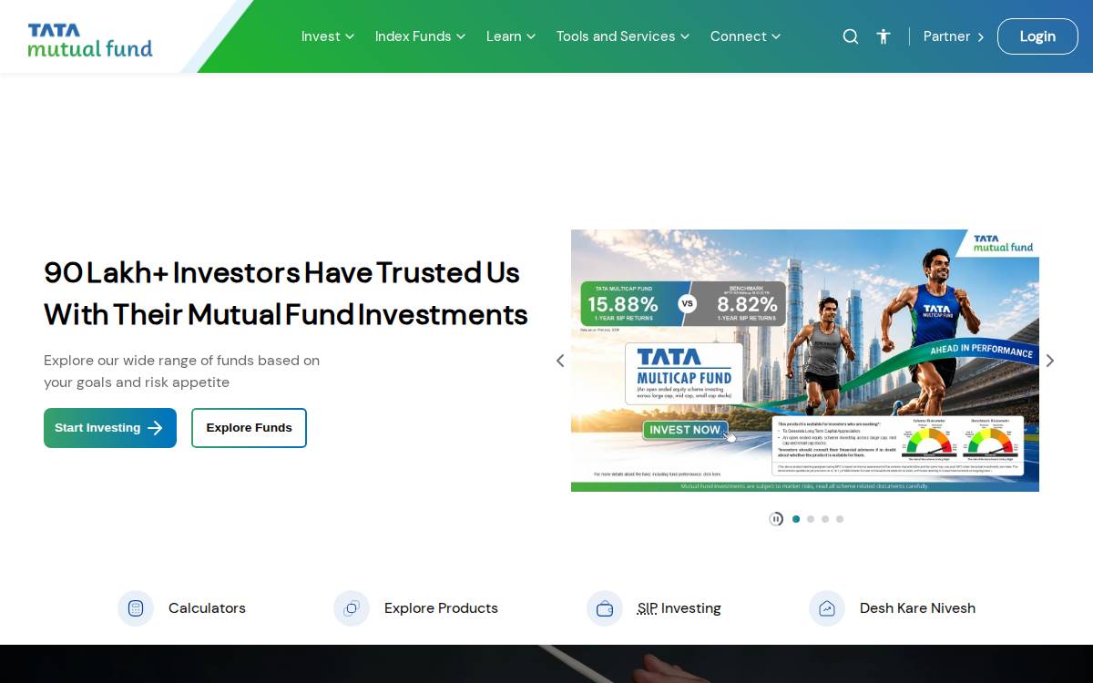Tata Mutual Fund website preview