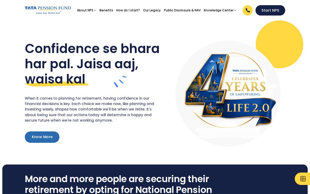Tata Pension Fund website preview