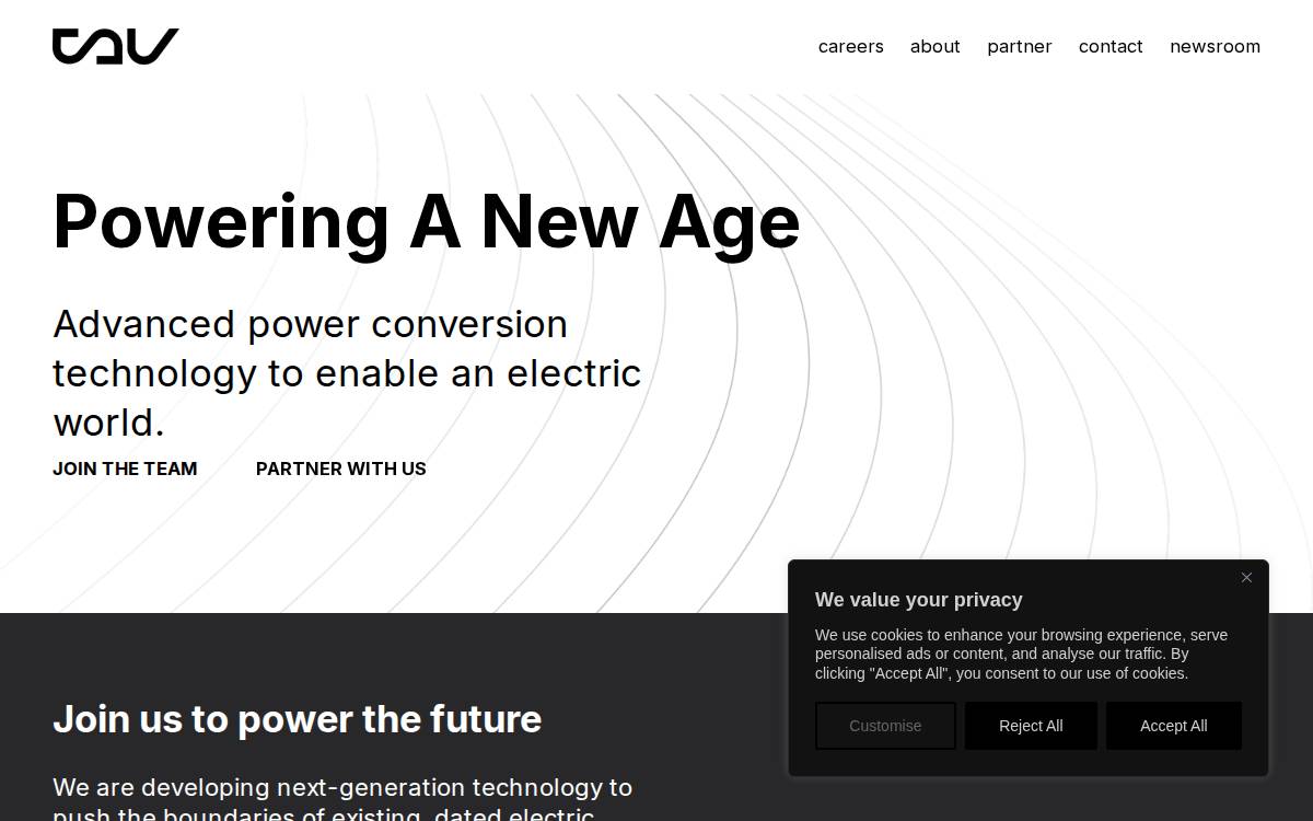 Tau Motors website preview