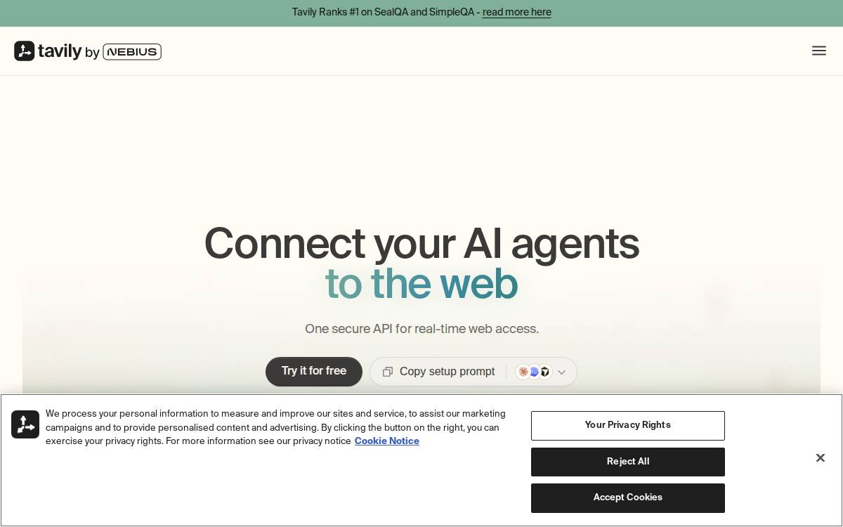 Tavily website preview