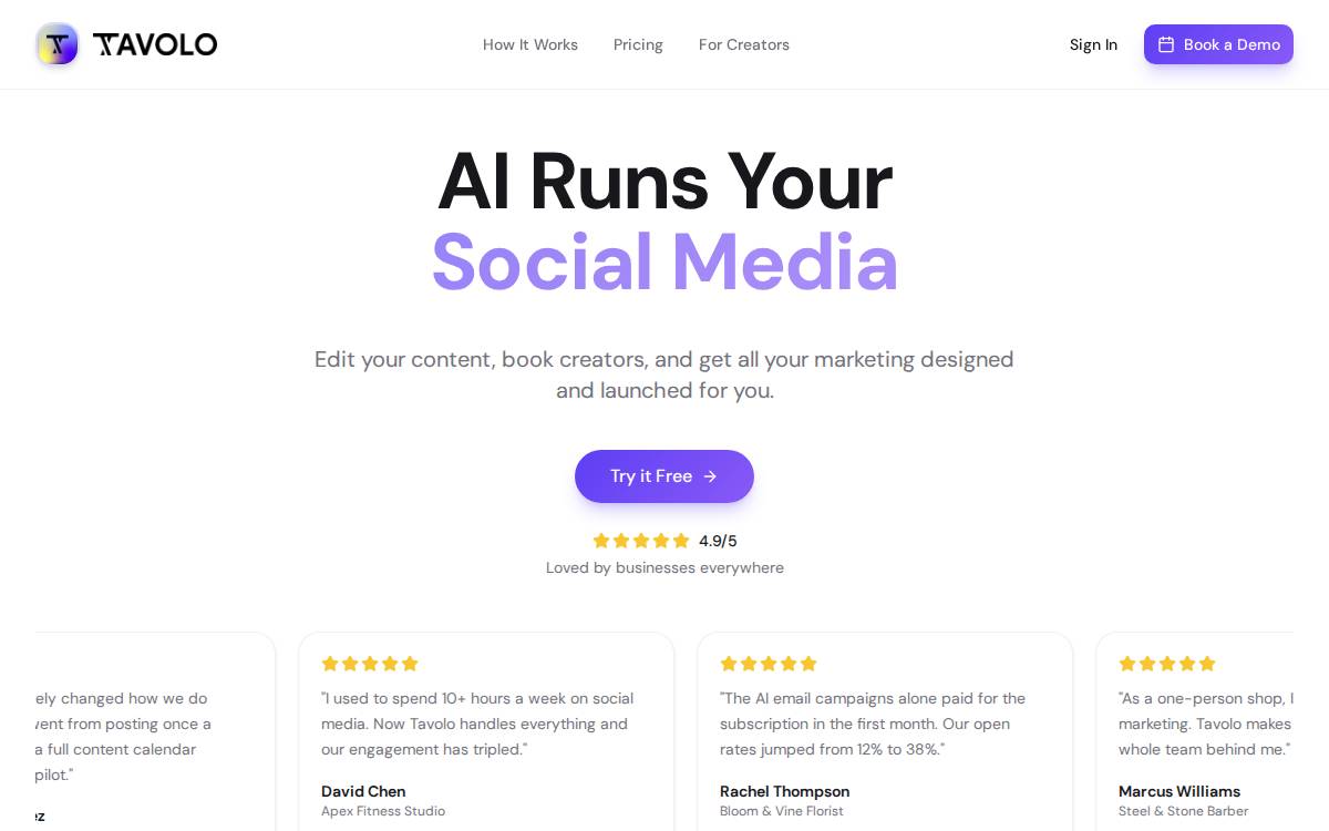 Tavolo website preview