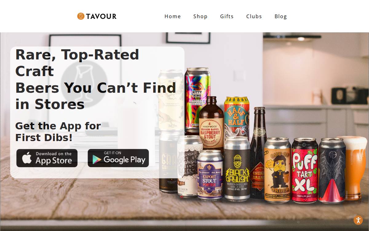 Tavour website preview
