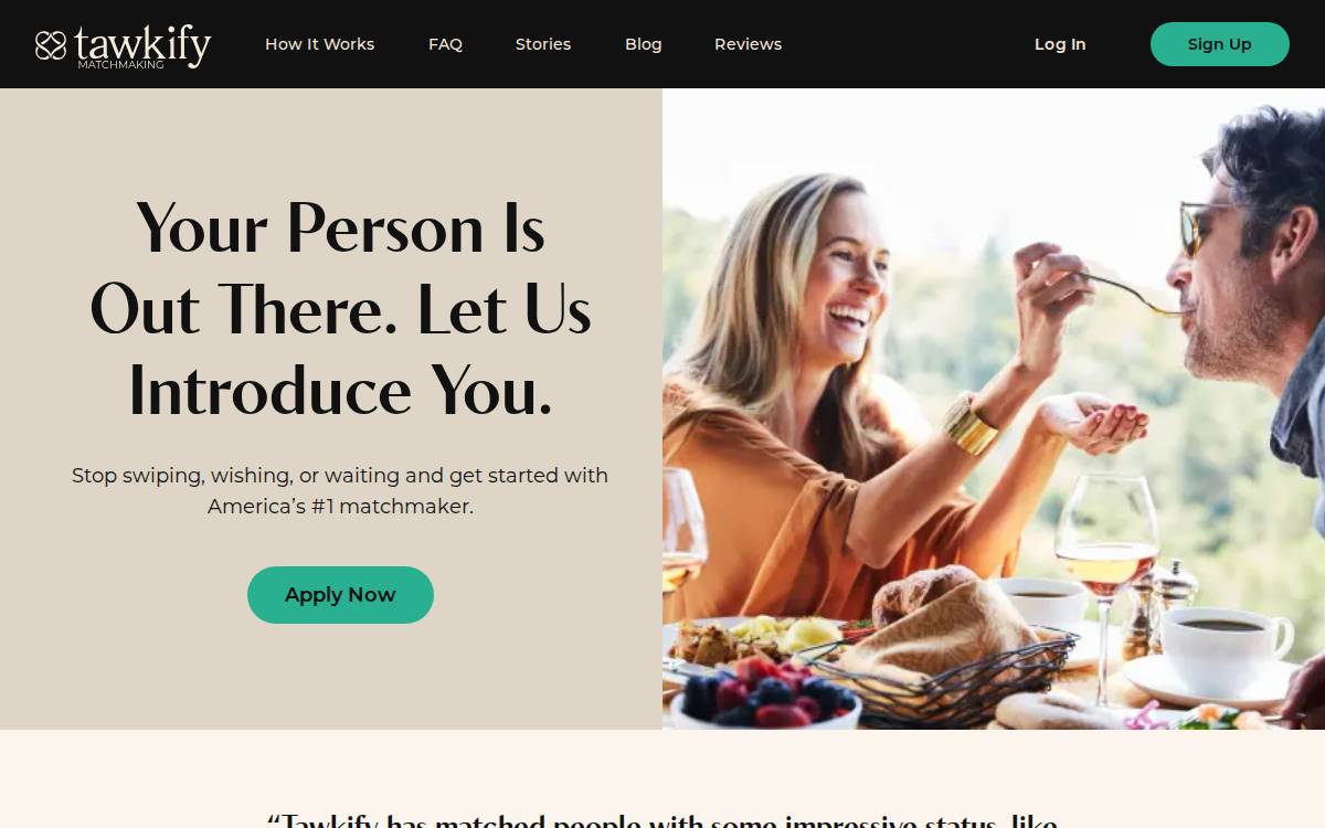 Tawkify website preview