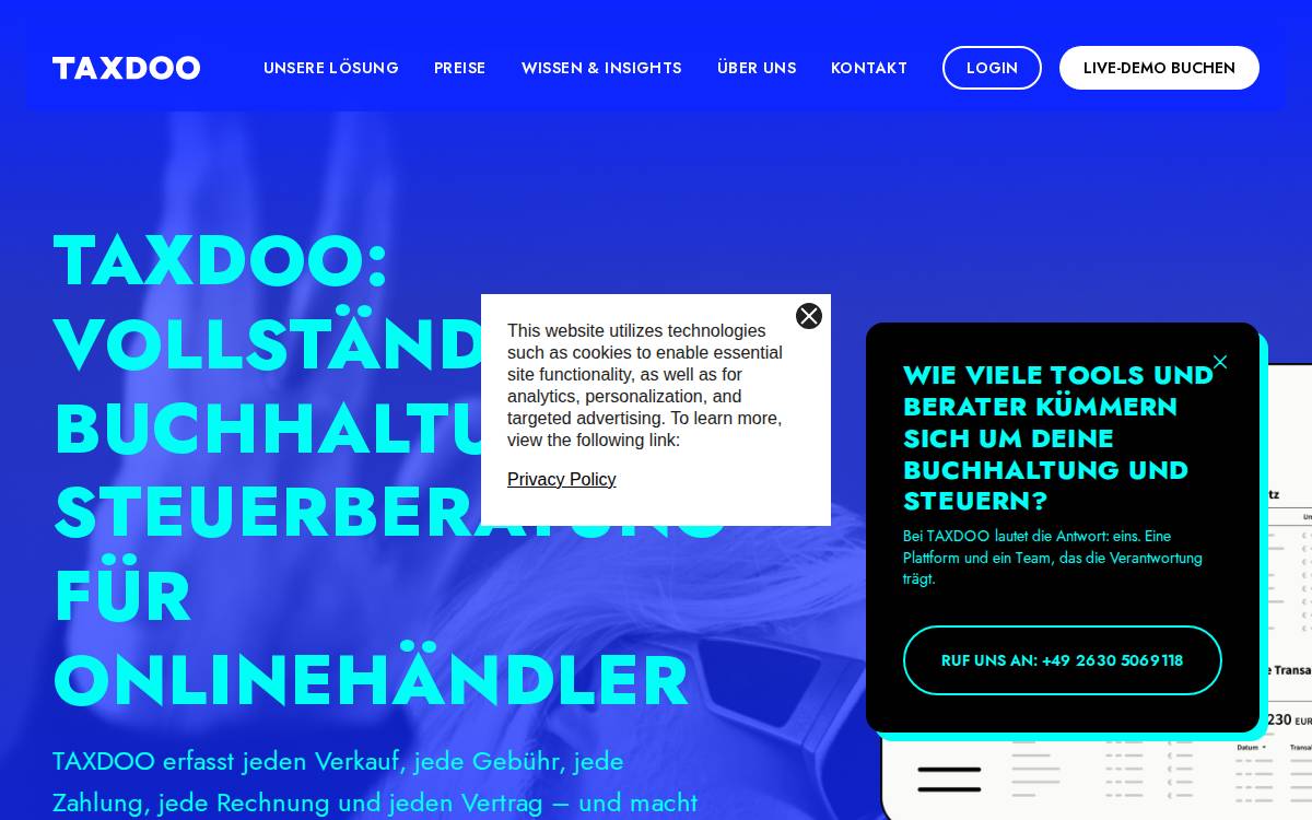 Taxdoo website preview