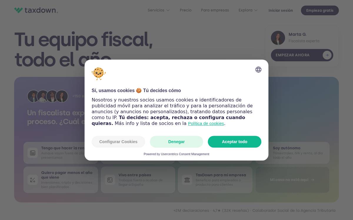 Taxdown website preview