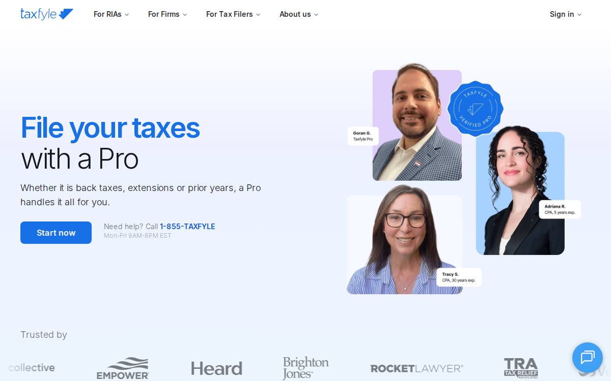 Taxfyle website preview