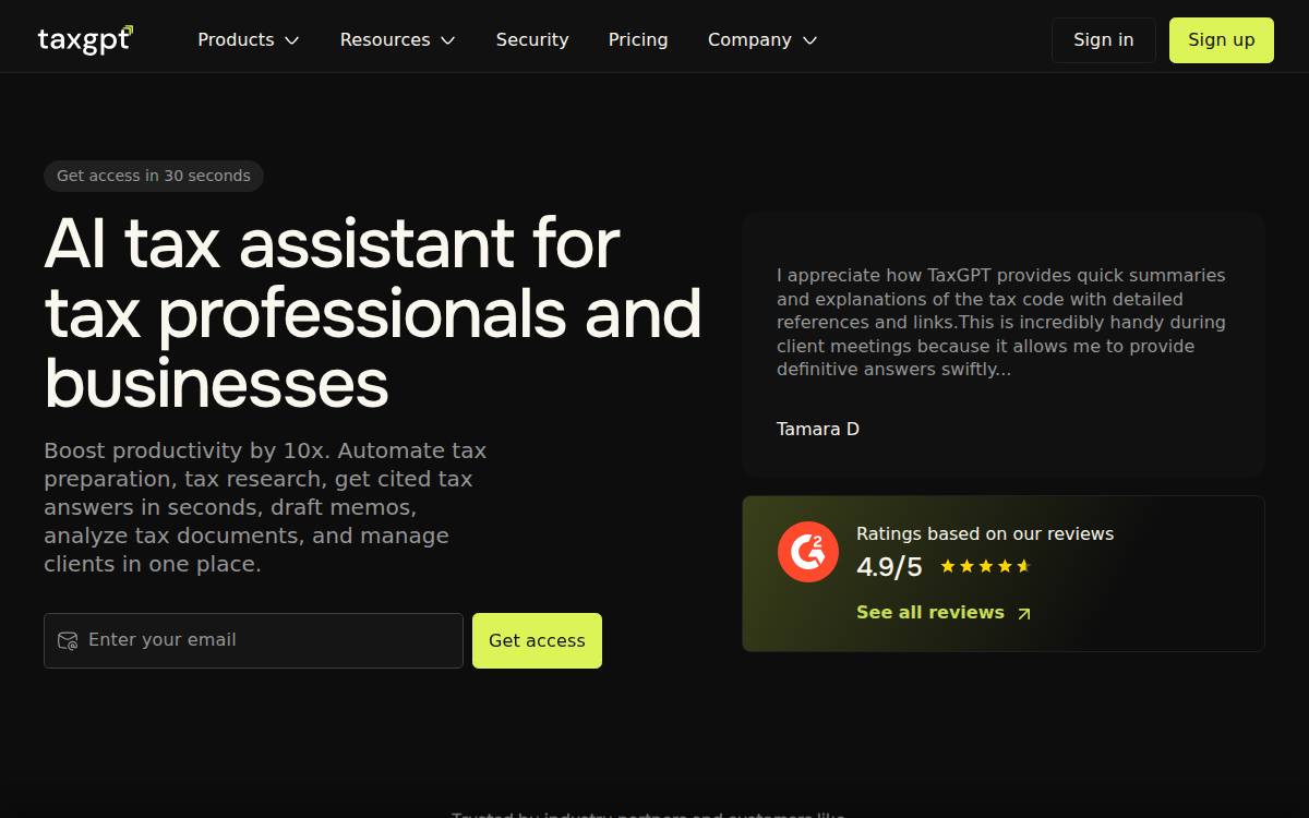 TaxGPT website preview