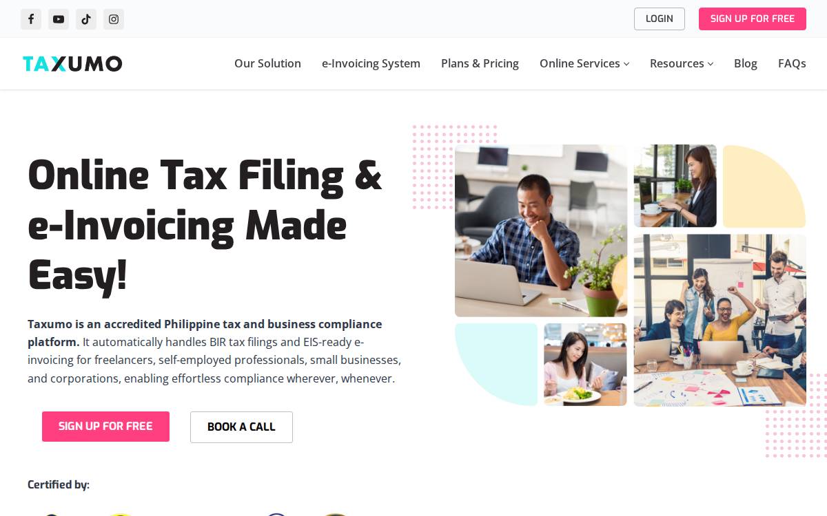 Taxumo website preview
