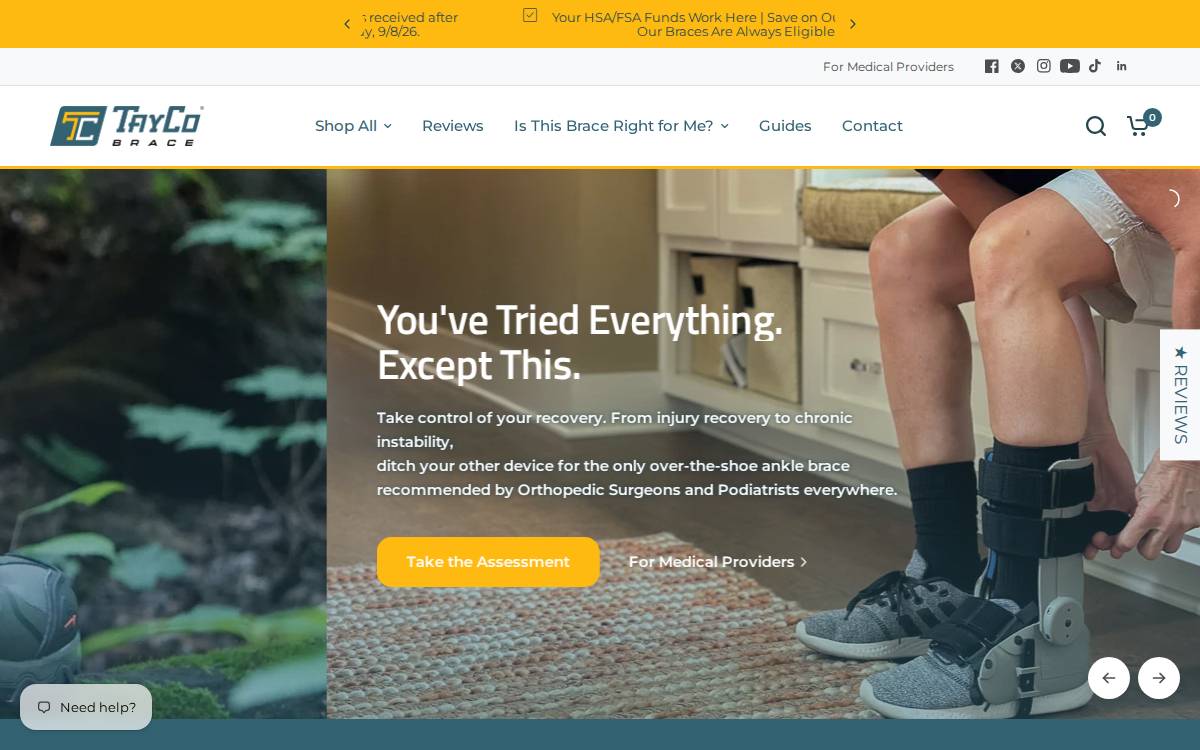 TayCo Brace website preview