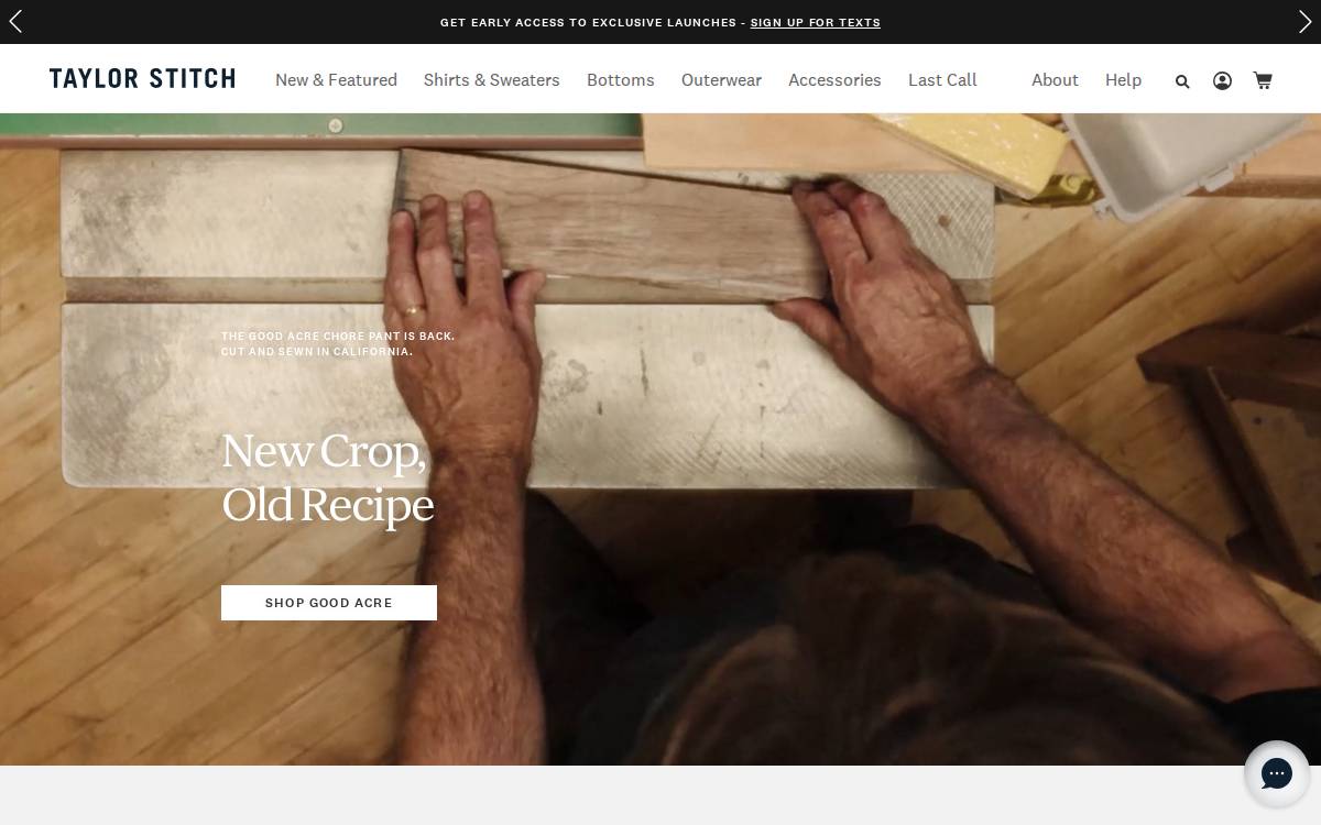 Taylorstitch website preview