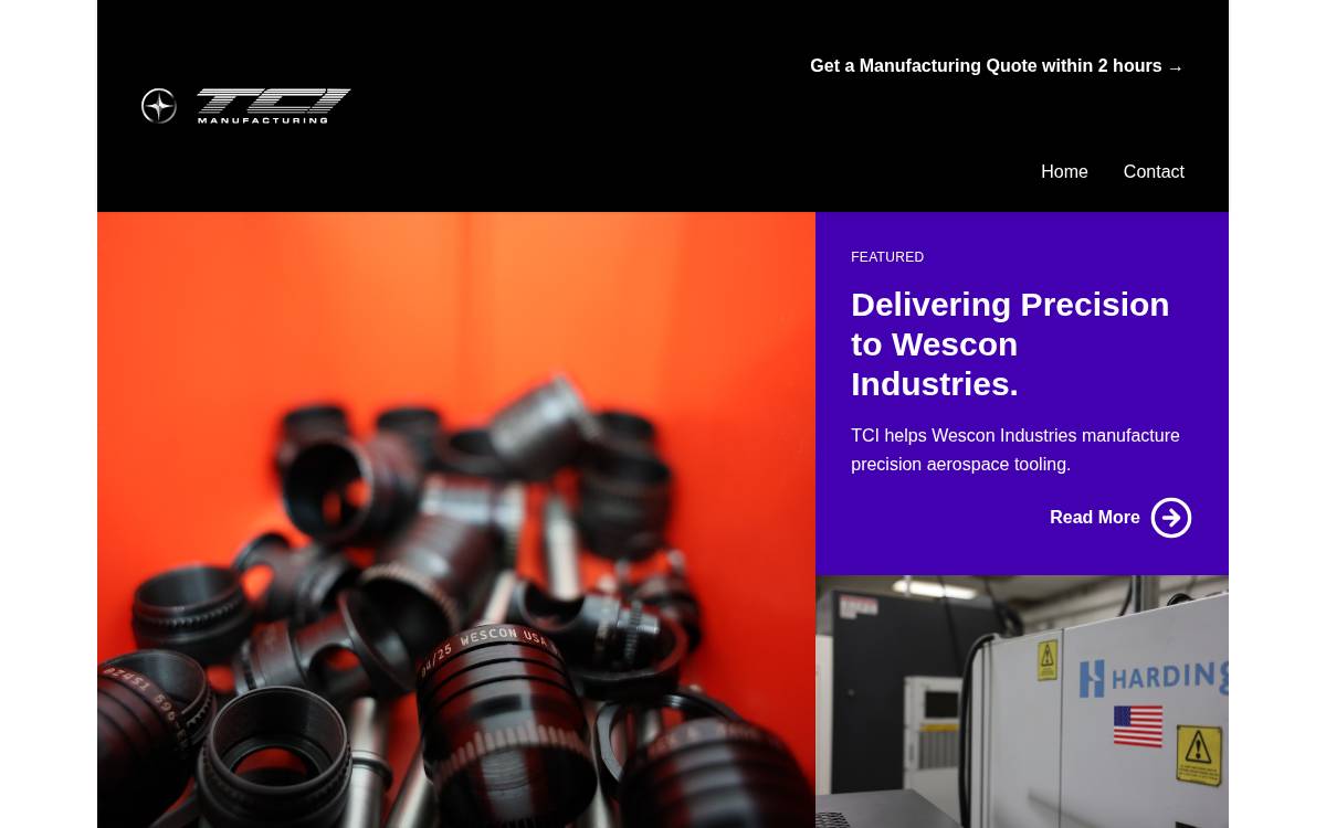 Tci Mfg website preview