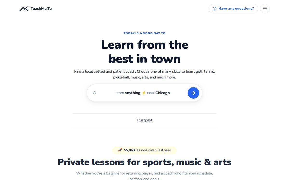 Teach Me To website preview