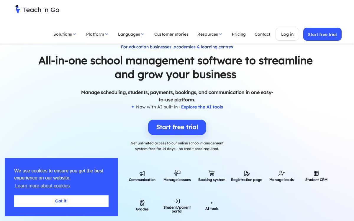 Teach 'n Go website preview