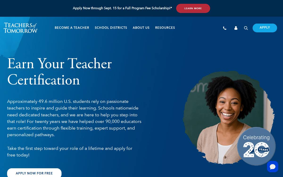 Teachers of Tomorrow website preview