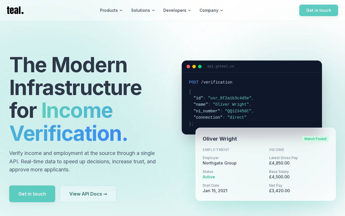 Teal website preview