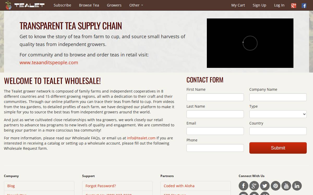 Tealet website preview