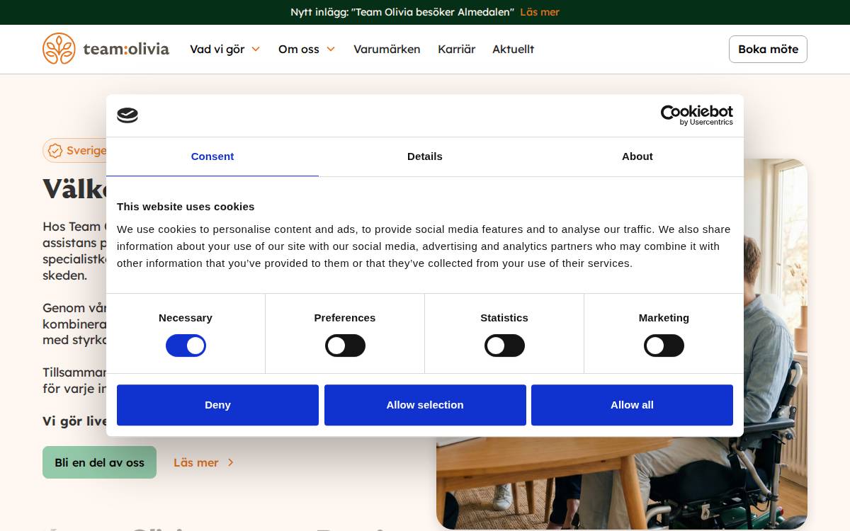 Team Olivia website preview
