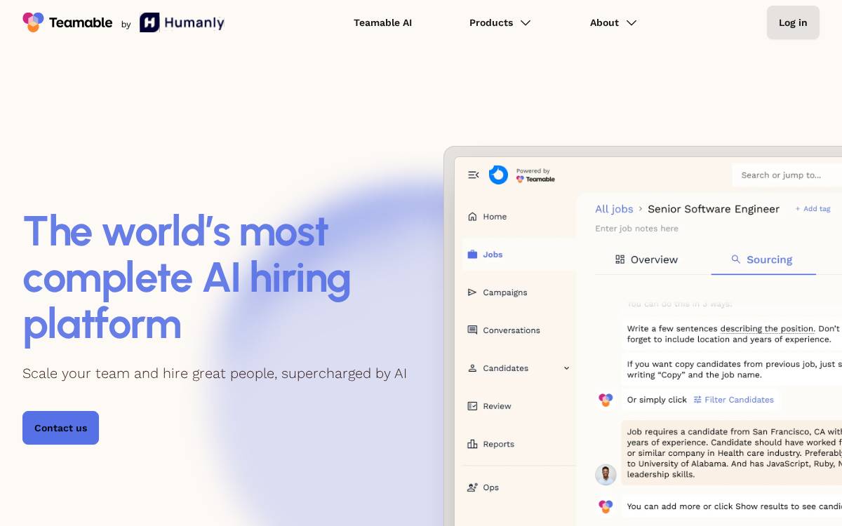 Teamable website preview