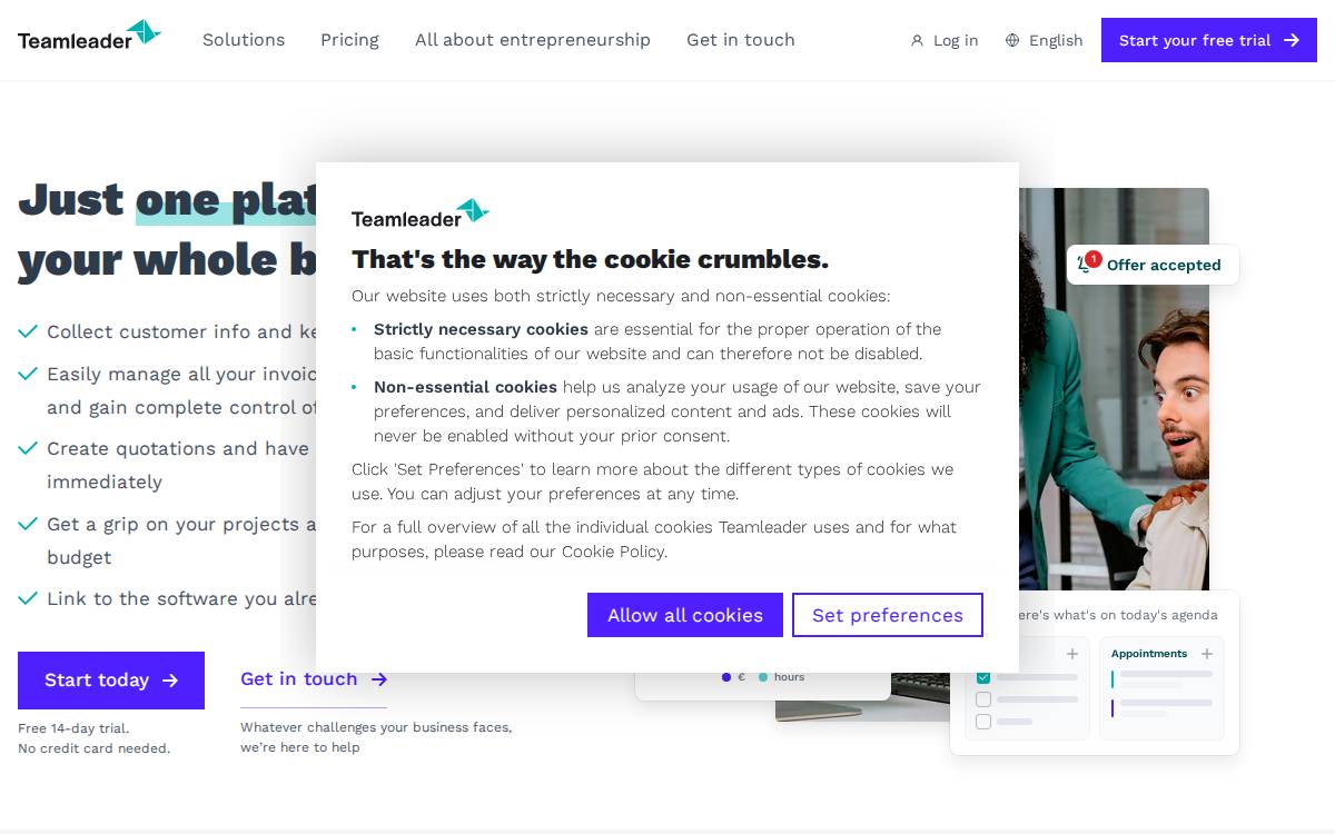 Teamleader website preview