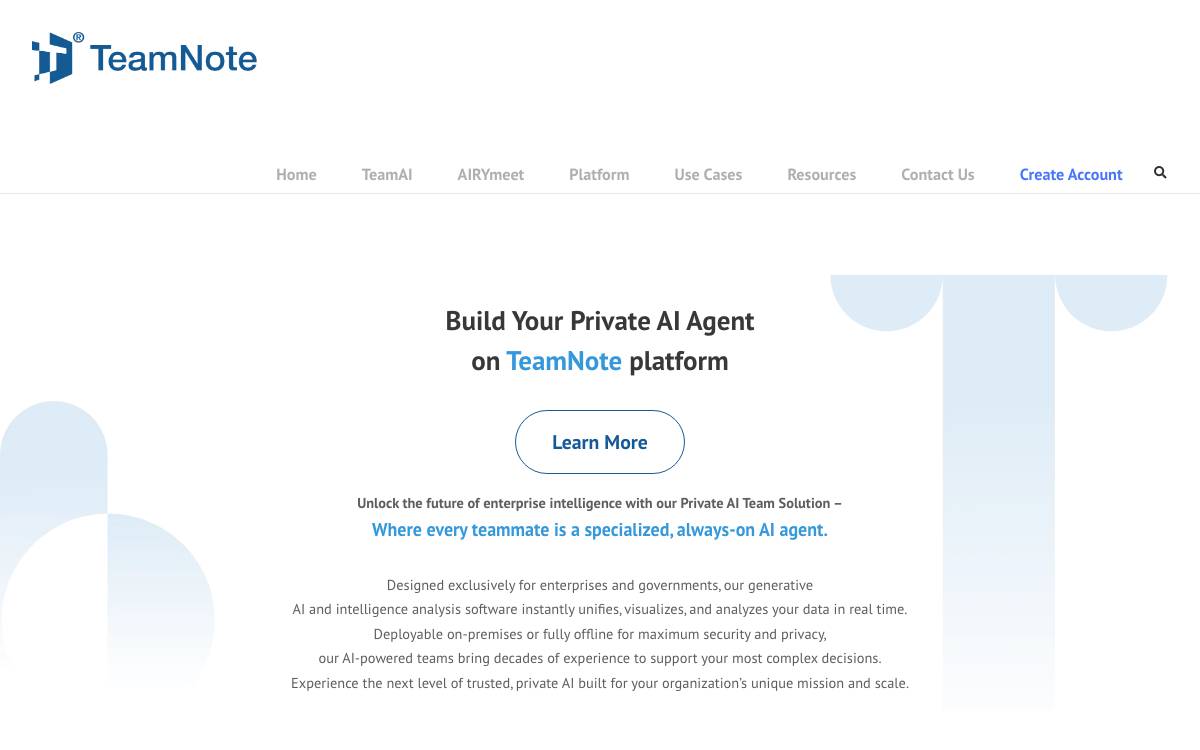 TeamNote website preview