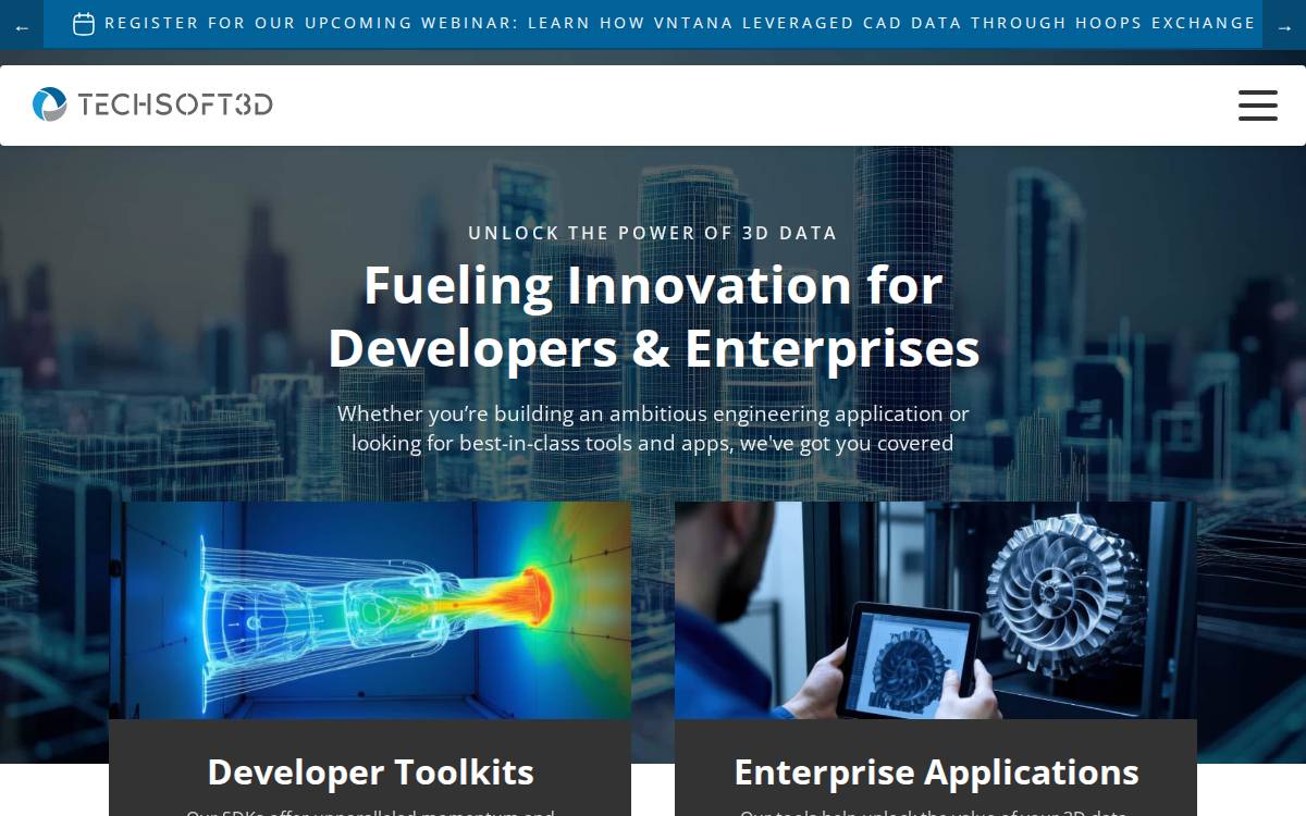 Tech Soft 3D, Inc. website preview