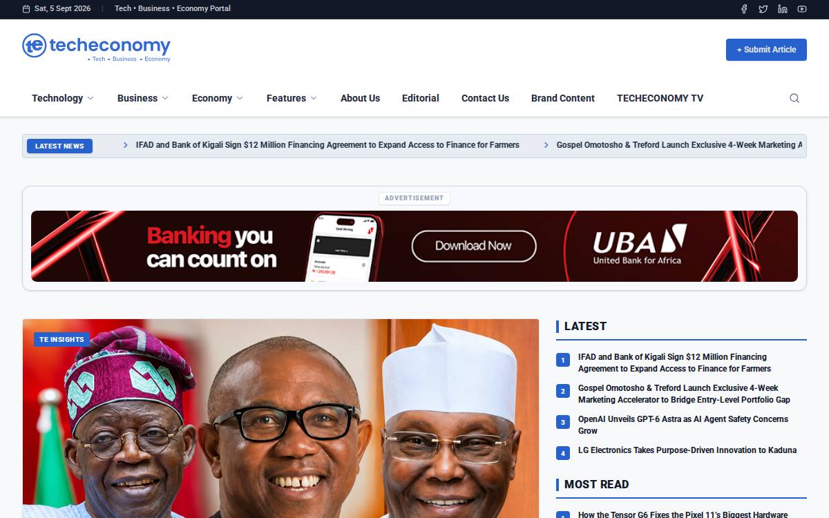 Techeconomy website preview