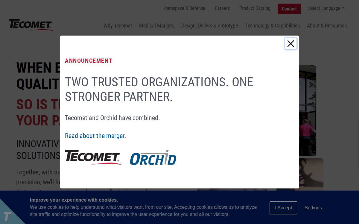 Tecomet website preview