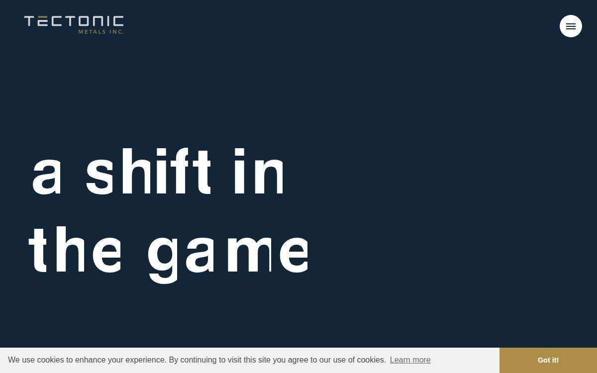 Tectonic Metals website preview