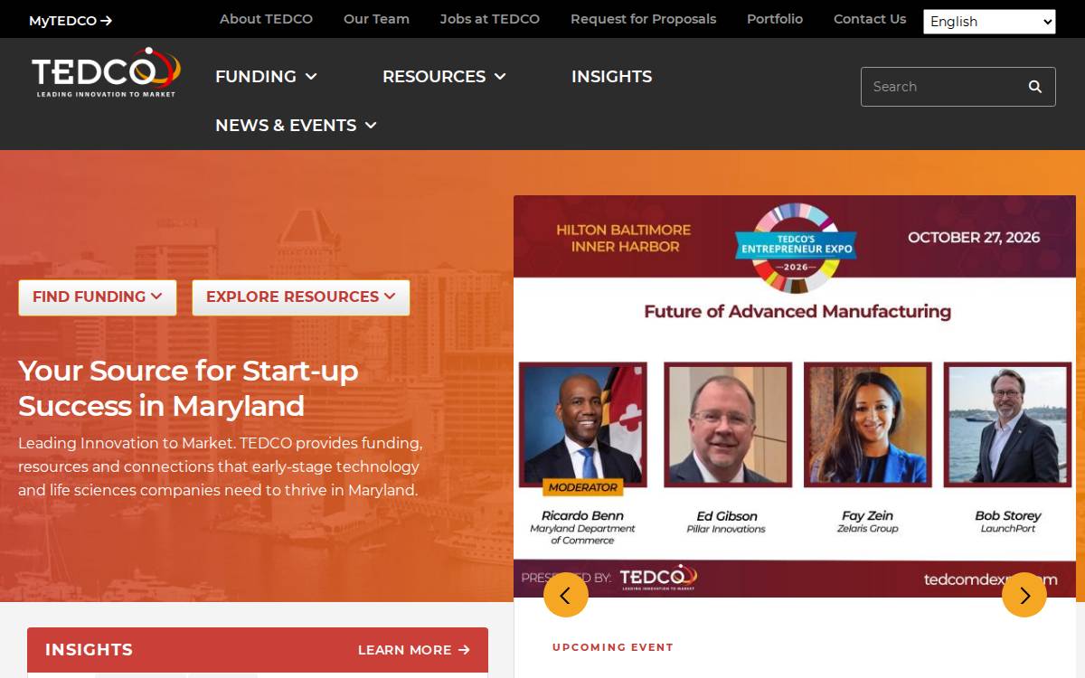 TEDCO Seed Fund website preview
